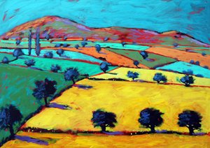 Golden Valley (akryl na palubě)