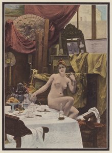 Žena v ateliéru umělce (barevné lito) od Paul Quinsac