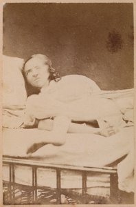 Hysterická epilepsie, křeče, deska XXXVIII z "Iconographie Photographique de La Salpetriere" od Bourneville et P. Regnard, Paříž, 1876 (albumenový tisk) od Paul Regnard