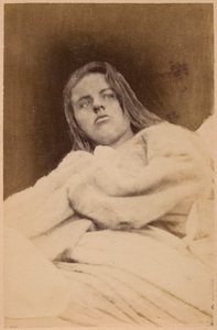 Hysterická epilepsie, halucinace, opovržení, deska XXXI z "Iconographie Photographique de La Salpetriere" od Bourneville et P. Regnard, Paříž, 1876 (albumenový tisk)