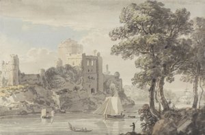Hrad na řece (tužka a akvarel na papíře) od Paul Sandby