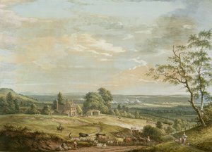 Vzdálený pohled na Maidstone, z Lower Bell Inn, Boxley Hill (kvaš na papíře) od Paul Sandby
