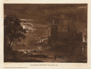 Hrad Caernarvon (noc) od Paul Sandby