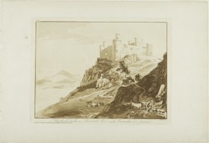 Hrad Harlech v hrabství Merioneth se Snowdonem na dálku od Paul Sandby