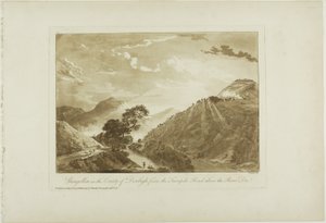 Llangollen v hrabství Denbigh, z Turnpike Road nad řekou Dee od Paul Sandby