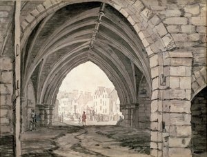 Část opatství Holyrood s výhledem na Canongate (pero a inkoust s mytím) od Paul Sandby