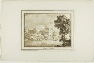 Hrad Pembroke, z dvanácti pohledů v Aquatintě z kreseb pořízených na místě v jižním Walesu od Paul Sandby