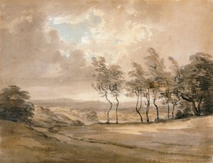Pohled na Hampstead Heath (akvarel na papíře) od Paul Sandby