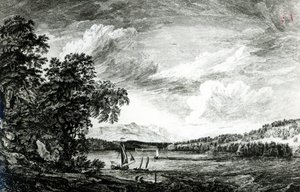 Pohled na Hudsonovu řeku Pakepsey od Paul Sandby