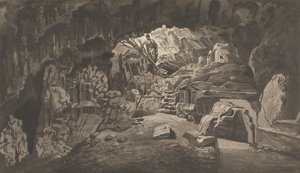Pohledy v Levantě: Posvátná Archidamova jeskyně od Paul Sandby