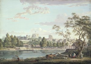Hrad Windsor, přes Temži (barva těla přes tužku na papíře) od Paul Sandby