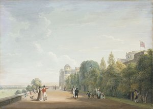 Hrad Windsor: Severní terasa při pohledu na východ, s elegantními postavami, 1803 od Paul Sandby