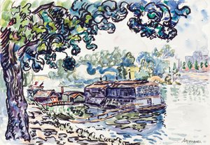 Asnières, cca 1900-05 (w/c, štětec a černý inkoust přes tužku na papíře) od Paul Signac