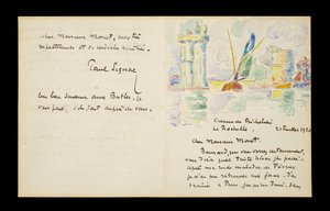 Autogram dopis Claude Monet, 21. července 1920 od Paul Signac