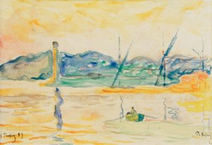 Vjezd do přístavu Saint-Tropez při západu slunce od Paul Signac