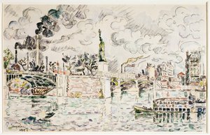 Most Grenelle v roce 1927. od Paul Signac