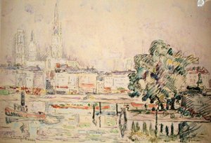 Rouen (akvarel na papíře) od Paul Signac