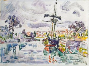Plachetnice na molu, 20. léta 20. století. od Paul Signac