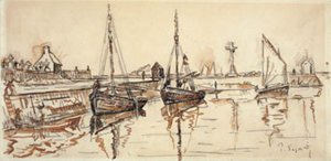 Plachetnice v přístavu Barfleur od Paul Signac