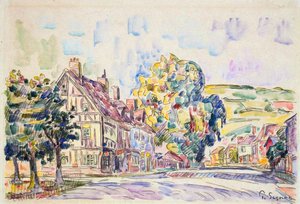 Ulice s rámovým domem v Normandii, c1925 od Paul Signac