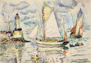 Dvě rybářská plavidla u vjezdu do přístavu Granville od Paul Signac