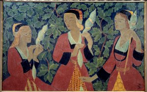 Obraz tří přadlenů od Paula Serusiera (1863-1927) 1918 Brest Museum of Fine Arts od Paul Sérusier