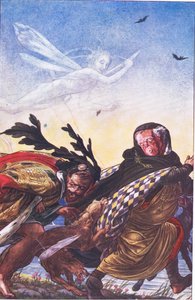 Zuřivost! Zuřivost! Tři, tyrane, tady Harku! Hark!, ilustrace z Bouře, 1908 od Paul Vincent Woodroffe