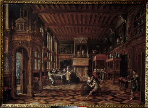 Vlámský interiér. Obraz Pauluse Vredemana De Vriese (1567-1630)