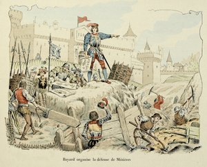 Ilustrace převzatá z knihy „Histoire du chevalier Bayard“ od Theodora Cahu, ilustrovaná Paulem De Semantem (1855-1915): Bayard organizuje obranu Mezieres 1521 od Paul de Semant