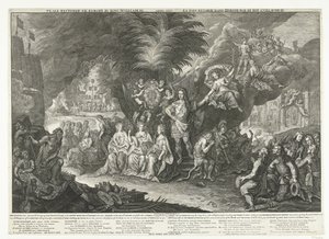 Alegorie krále Viléma III jako nositele míru v Evropě, 1697 Mír obnovený v Evropě králem Vilémem III / Anno 1697 / La Paix retablie dans l