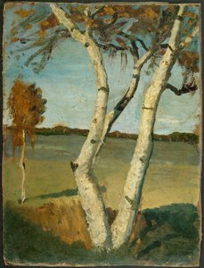 Bříza dvoukřídlá před krajinou od Paula Modersohn-Becker
