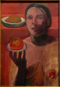 Polonahá Italka s talířem ve zdvižené ruce od Paula Modersohn Becker