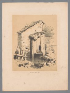 Pohled na stodolu na vodě Forêt (název na objektu) Malebné tváře od Pauluse Lauterse (název série) Etrennes pittoresques pour 1839, par Lauters (název série) od Paulus Lauters