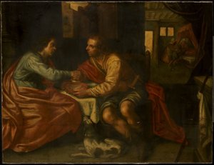 Ezau prodává své prvorozenství (Genesis 27:1-29) od Paulus Moreelse (copy after)