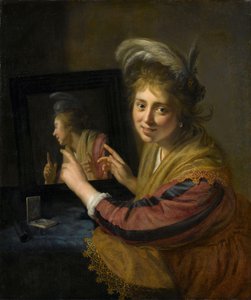 Dívka u zrcadla od Paulus Moreelse