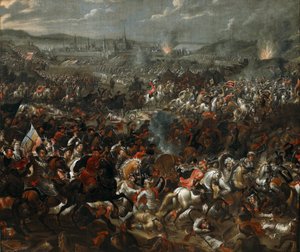 Bitva u Vídně 12. září 1683, asi 1683-84 (olej na plátně) od Pauwel Casteels