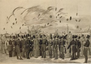 Velkokníže Michail Pavlovič na návštěvě tábora finského pluku plavčíků 8. července 1837 1837 od Pavel Andreevich Fedotov