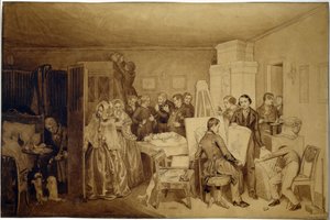 Následky smrti Fidelky - Dílo Pavla Andrejeviče Fedotova (1815-1852), tuš a sépie na papíře