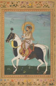 Shah Jahan on Horseback, Folio z alba Shah Jahan, verso: ca. 1630, přímý: ca. 1530-50.