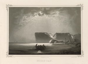 Nordcap. Ilustrace převzata z knihy Norsko vyrobené v Drawings od Asbjørnsen, P.Chr. a vydal Chr. Tønsberg (č. 1848) od Peder Balke