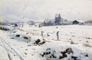 Zimní krajina, Holmstrup od Peder Monsted