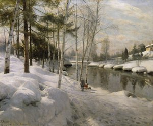 Dubnový den u Hunnselvy, Raufoss (olej na plátně) od Peder Monsted