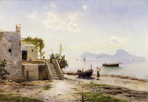 Ze Sorrenta směrem na Capri od Peder Monsted