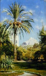 Zahrady královského paláce při pohledu na kopec Lykavittos, Atény od Peder Monsted