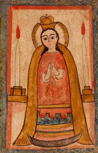 Madonna v červených šatech, c. 1820 (vodní barva na dřevěné desce)