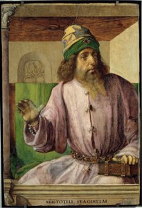 Portrét Aristotela, řeckého filozofa.