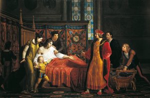 Karel VIII. na návštěvě umírajícího Giana Galeazza Sforzu na hradě Pavia