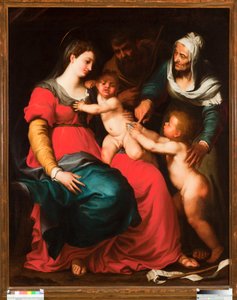 Svatá rodina s motýlem a se svatou Alžbětou a svatým Janem Křtitelem Obraz Pellegro Piola (1617-1640) od Pellegrino Piola