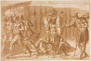 Vítězní vojáci s trofejí, 1550s. od Pellegrino Tibaldi