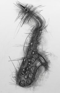 Saxofon 2005 (uhl na papíře) od Penny Warden